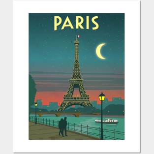 Paris France Eiffel Tower on Seine River at Sunset  Print Posters and Art